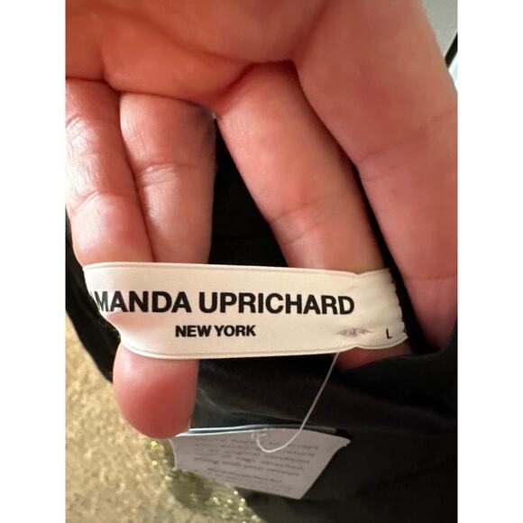 Amanda Uprichard NWT Brantley Black & Gold Mini Dress Size Large - Picture 5 of 10